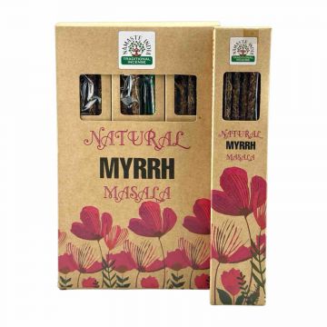 Natural Myrrh Smudge Incense Sticks, Namaste India - 30 Gram (12 Boxes of Approx 8-10 Sticks)